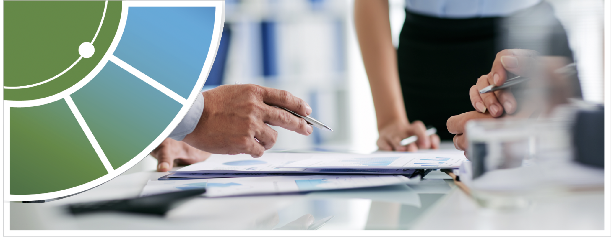 Hands from 3 different people talking over a desk