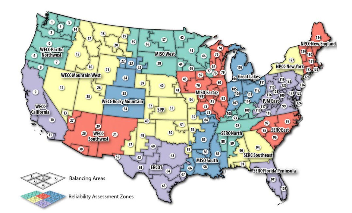 Balancing areas and reliability assessment zones used in Cambium, ReEDS, and PLEXOS