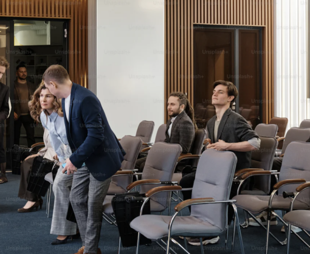People meeting in room