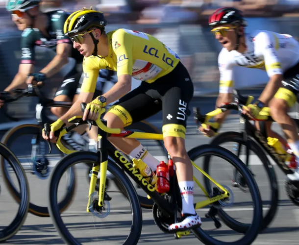 Tour de France racer riding modern carbon bike
